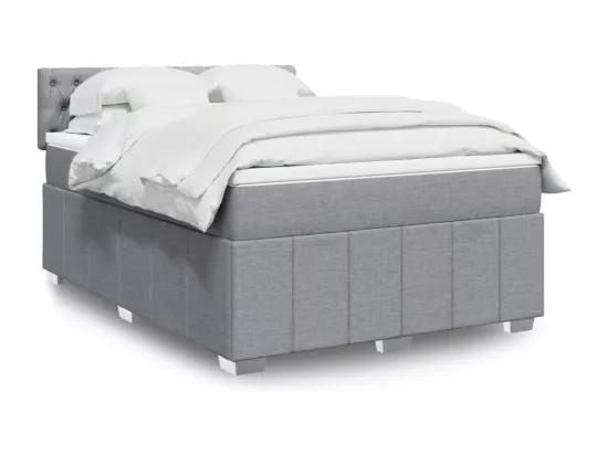 Sommier à lattes de lit avec matelas Gris clair 160x200cm Tissu