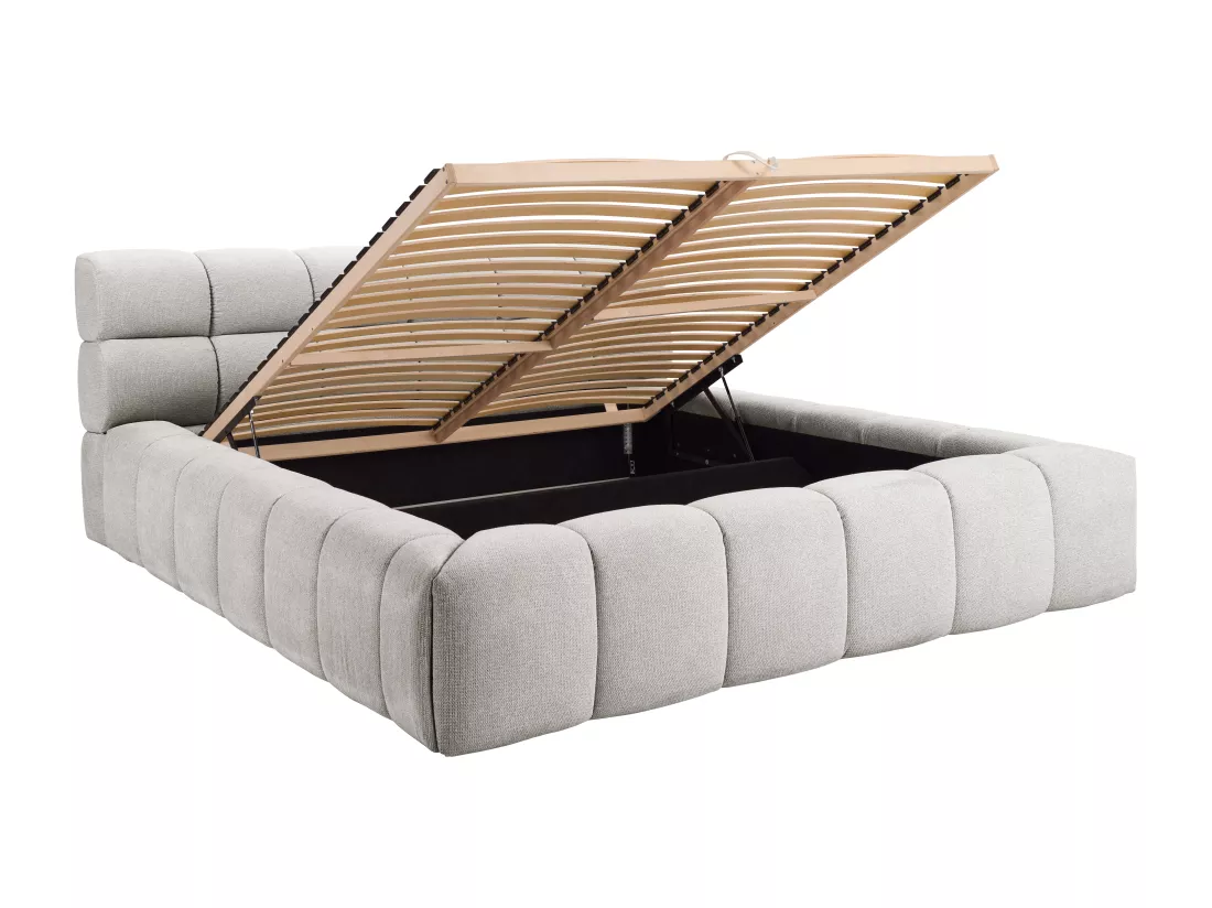 Lit coffre 160 x 200 cm - Tissu - Gris clair - FORVIK de Pascal Morabito