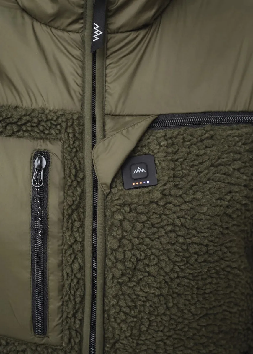 Heat Experience Unisex HeatX Heated Pile Fleece Olive Green