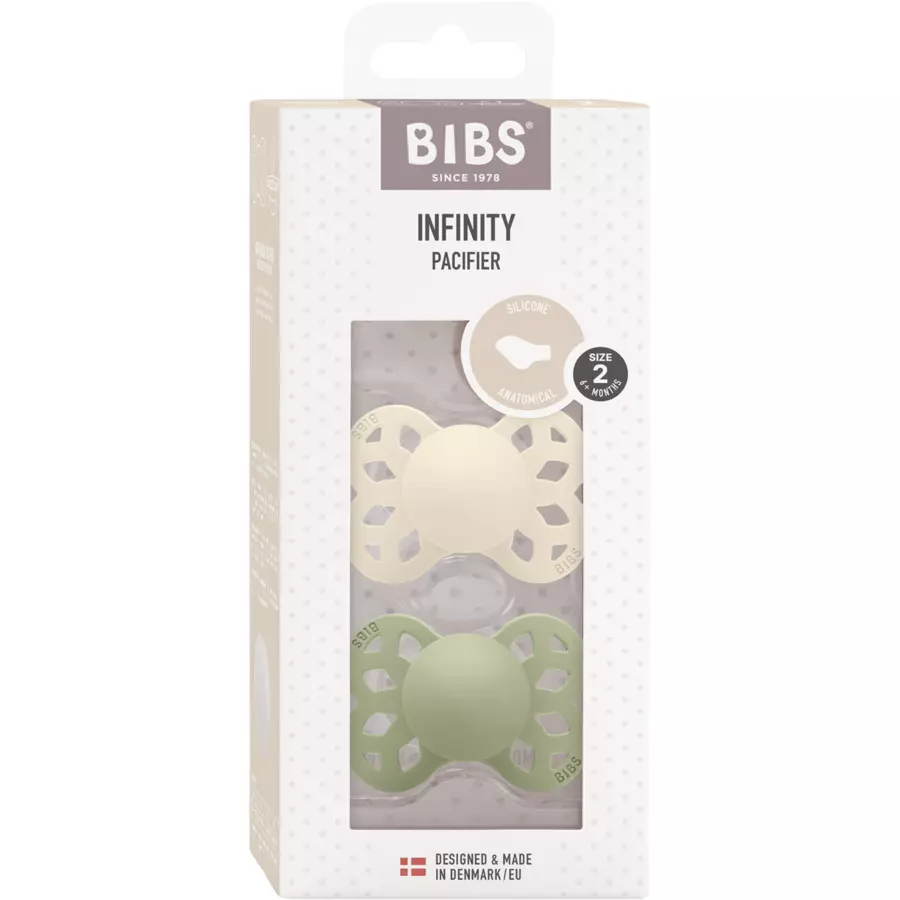 BIBS® Schnuller Infinity anatomischer Sauger 6-18 Monate Ivory & Sage 2 Stk.