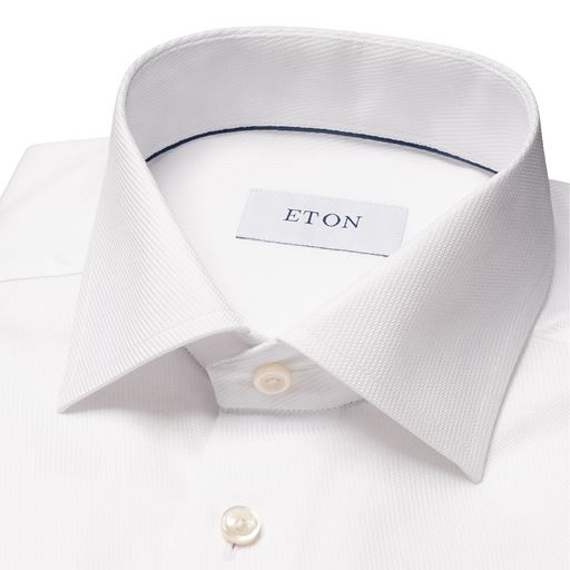Eton Semi Solid Signature Twill Contemporary Skjorte, White, 46