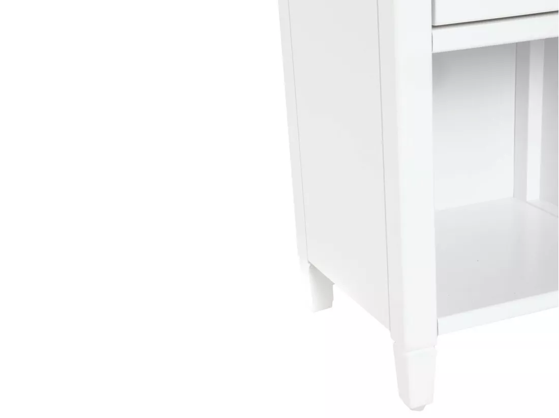 Lot de 2 tables de chevet - 1 tiroir et 1 niche - Pin - Blanc - GUERANDE