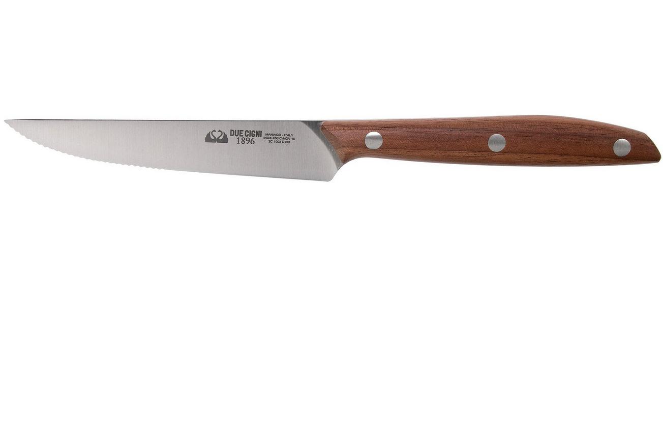 Due Cigni 1896, 2C1003DNO gekarteld steakmes 11 cm, walnoothout