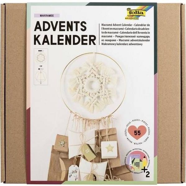Knutselset - 55 Delen - Adventskalender - Goudkleurige Ring - Macramé Garen