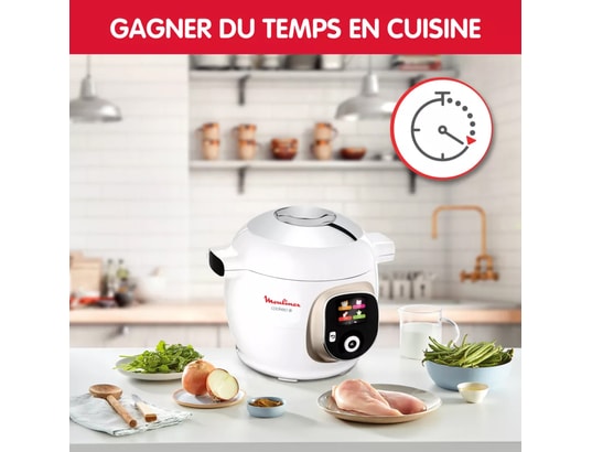 MOULINEX - Autocuiseur COOKEO+ 180 recettes 6L Blanc Silver CE85BA10