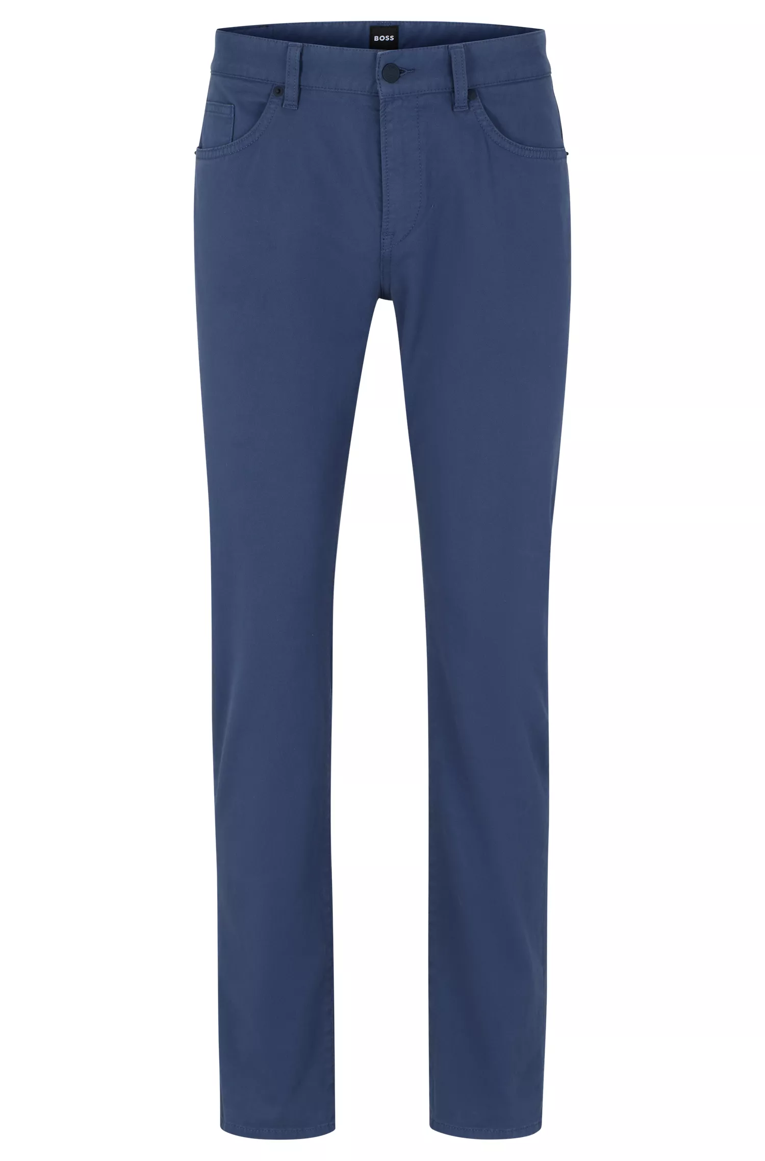 Calça jeans BOSS preta, corte slim, em gabardine de denim elástico.