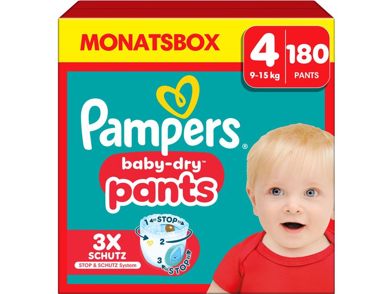Pampers Windeln Baby Dry Pants Maxi Grösse 4 Monatsbox 9-15 kg, 180 Stück