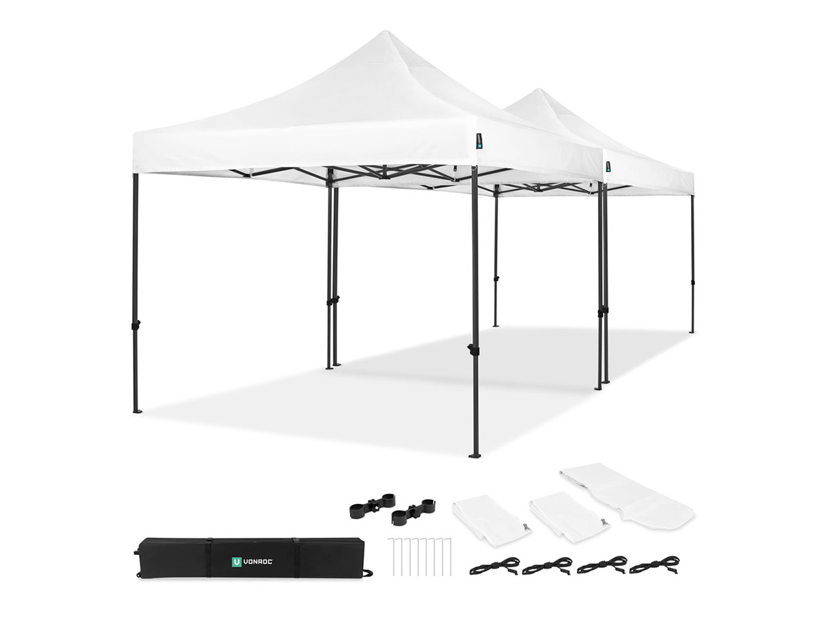 VONROC Premium 6x3 easy-Up partytent met koppelset - White
