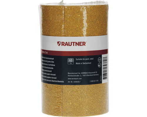 RAUTNER schuurrol voor handschuurmachines en excenterschuurmachines, korrel 60, ongeperforeerd, 1 stuk