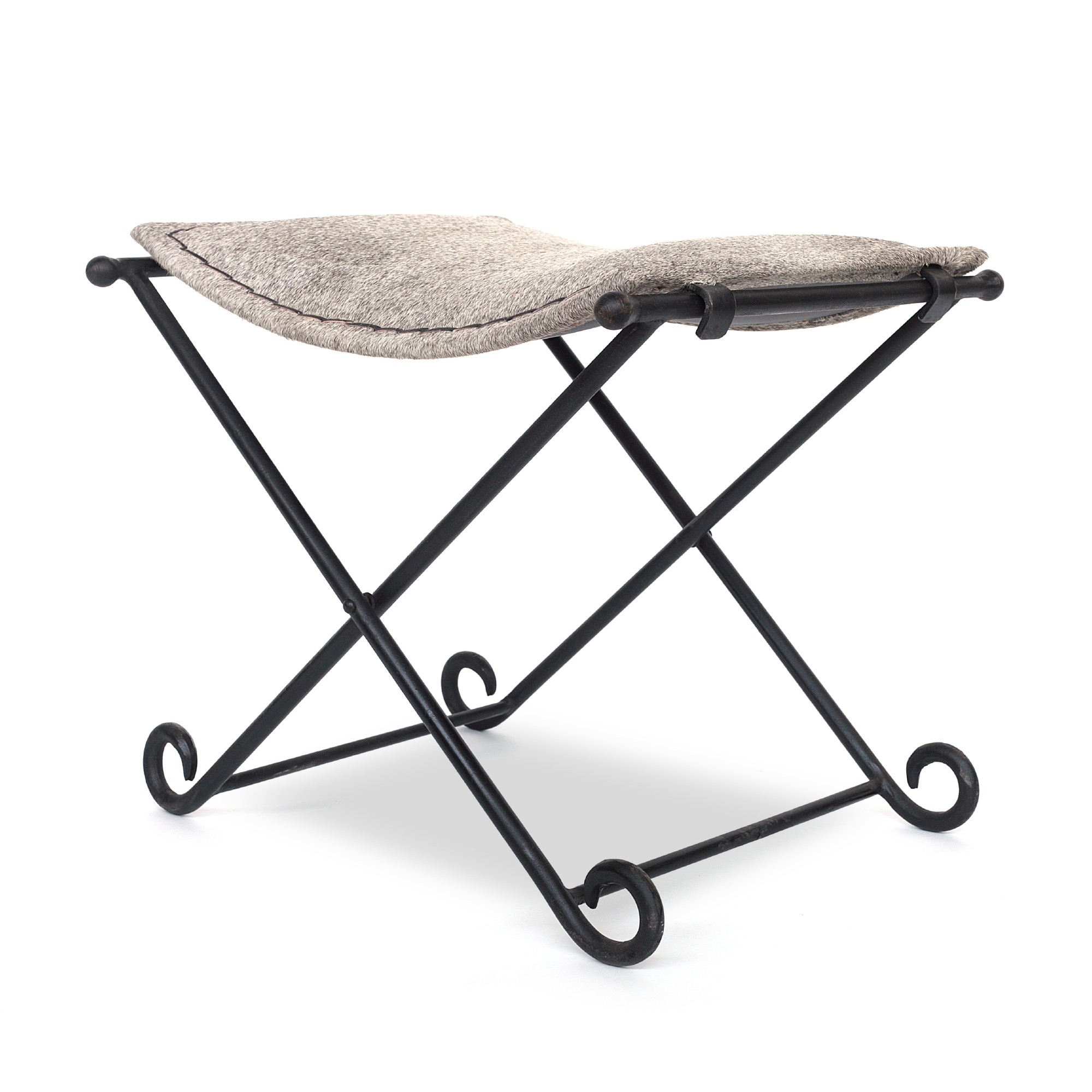 Scherenhocker 'Asturias', grau, braun, T 54 cm, B 40 cm, H 46 cm von fischer's lagerhaus