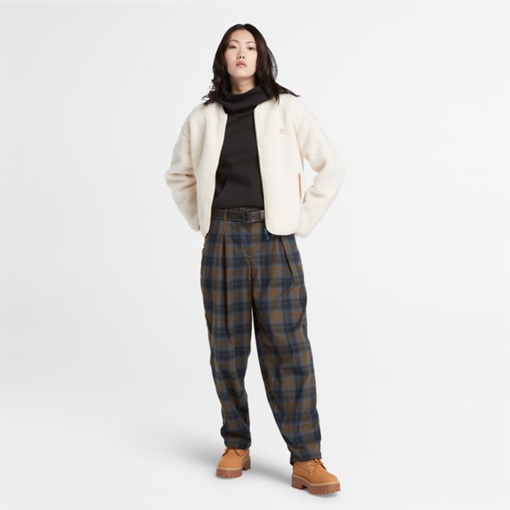 Jaqueta bomber de lã feminina bege