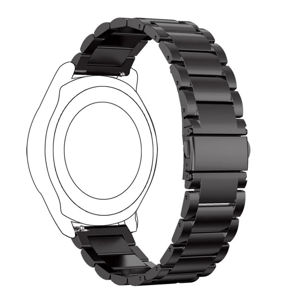 Edelstahl Uhrenarmband mit Butterfly-Verschluss (Stegbreite: 22 mm) - Schwarz