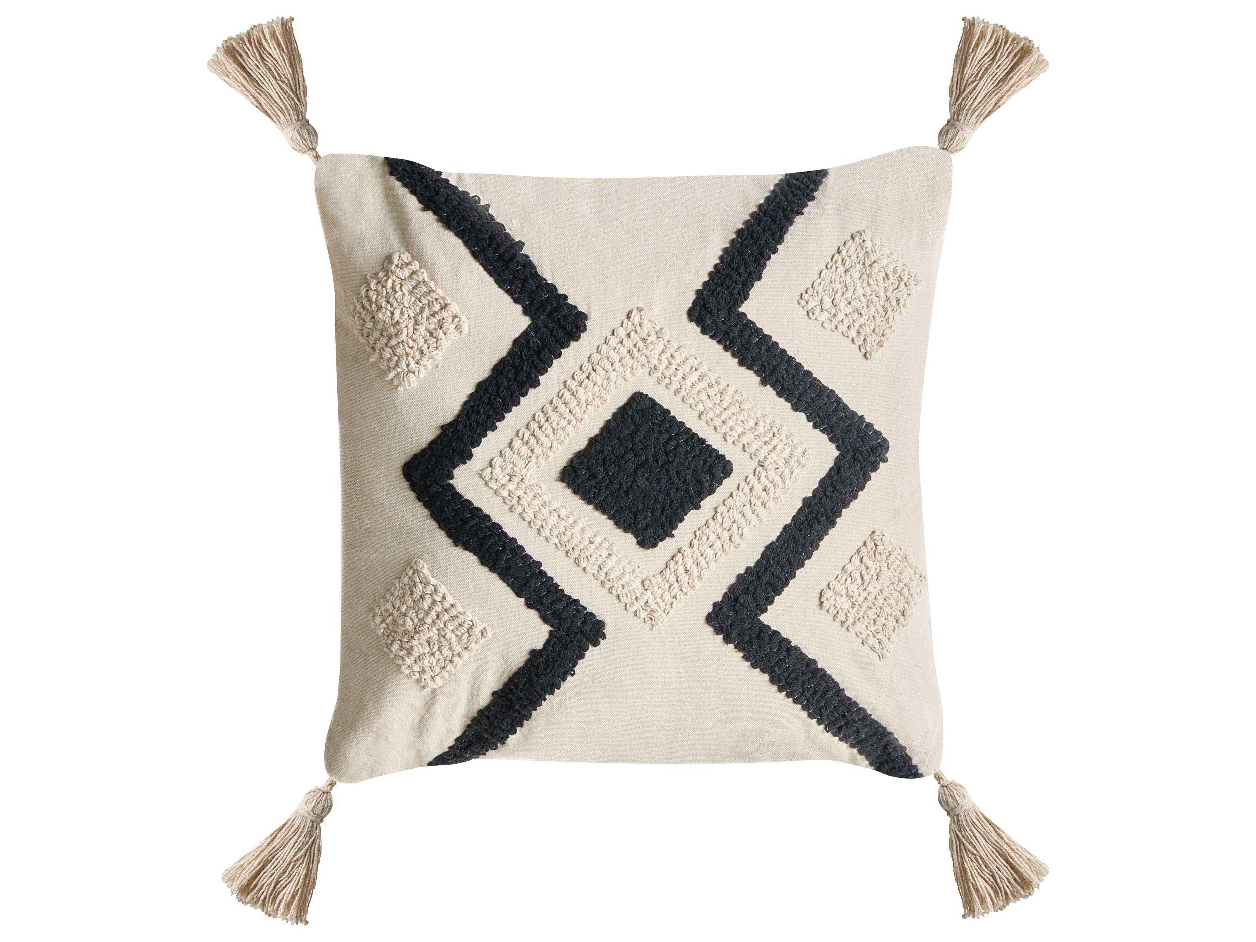 Set van 2 sierkussens SARACA Katoen 45 x 45 cm Zwart/beige geometrisch patroon