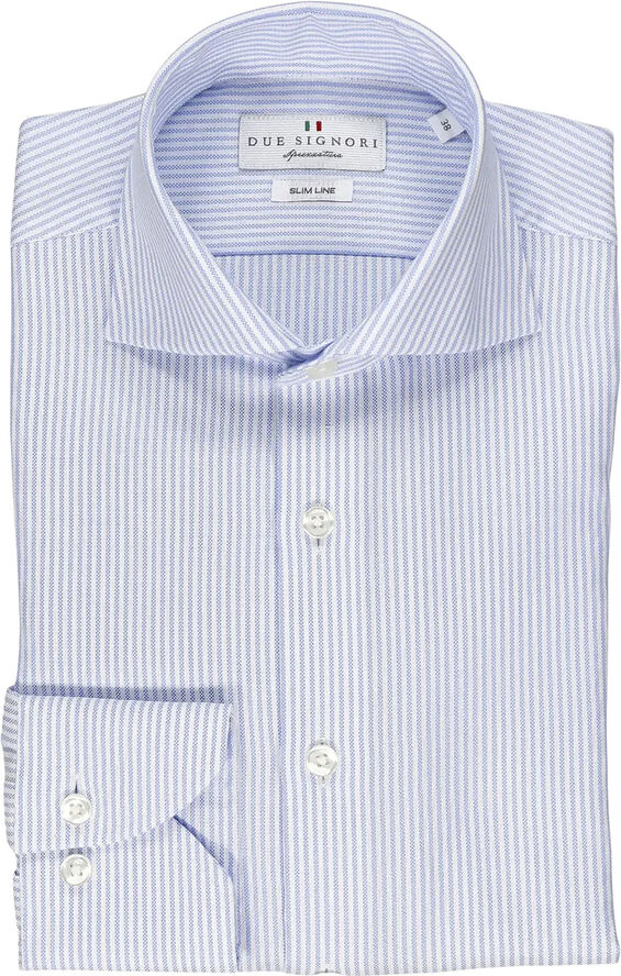 Due Signori BUTTON DOWN SLIM - OXFORT STRIBE - BLUE 24