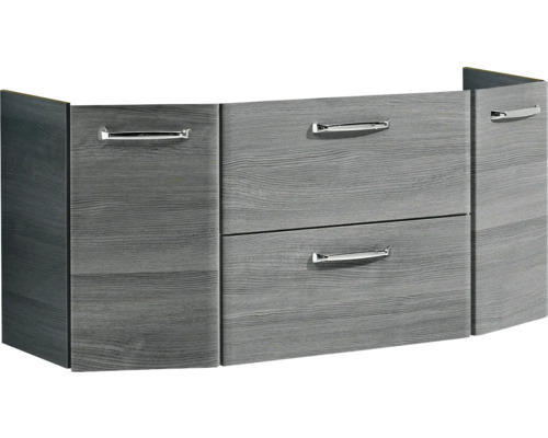 Pelipal Quickset 328 badkamermeubelset (B x H x D 175 x 200 x 39 cm), grafiet getextureerde fronten, met mineraal gegoten wastafel, hoge kast, onderkast en bovenkast (328.120005)