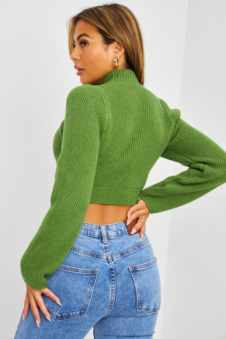 Pull court en mailles vert