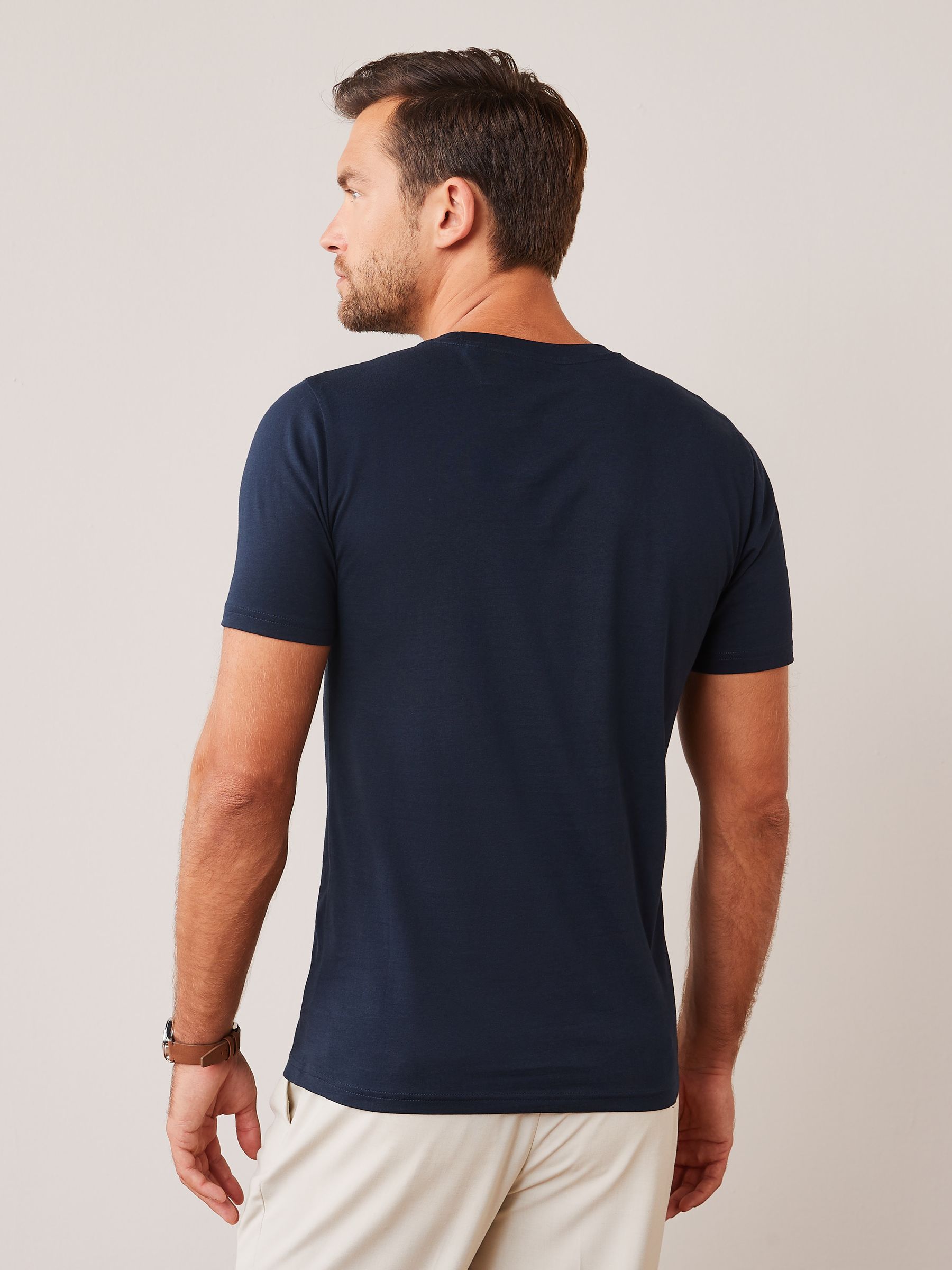 Marineblauw - Slim Fit - Essentieel katoenen T-shirt met ronde hals