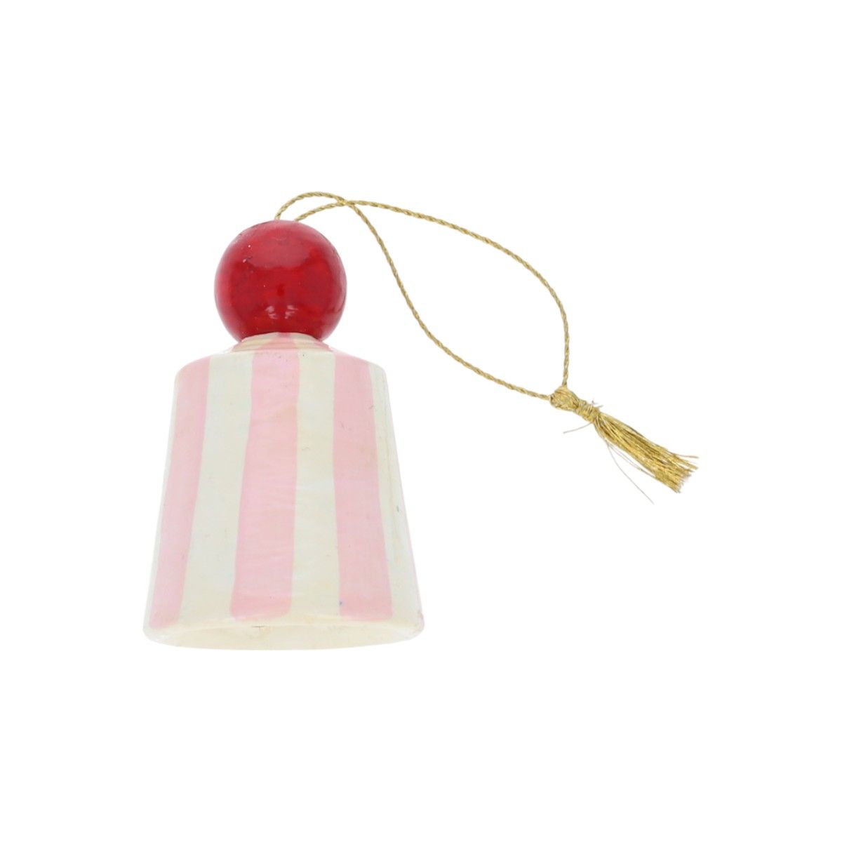 Suspension de Noël clochette rayée rose Atelier jasmin