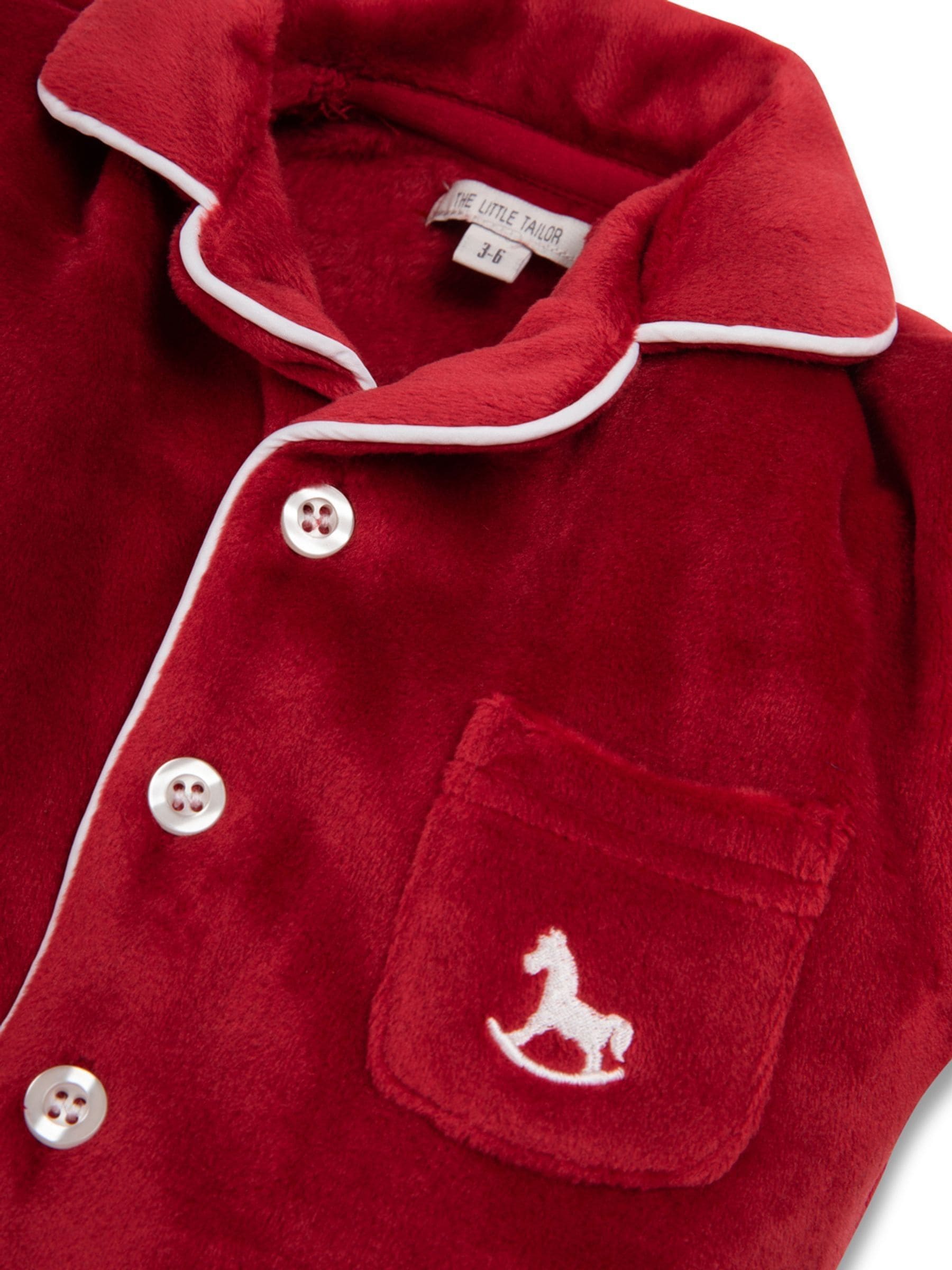 Rood - The Little Tailor luxe kerst onesie-romper van zacht velours voor baby's
