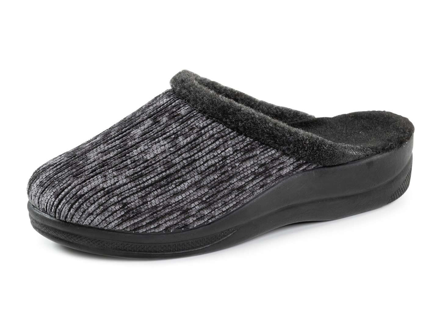 Laurina Pantoffel aus changierendem Cord-Material mit Filzbesatz