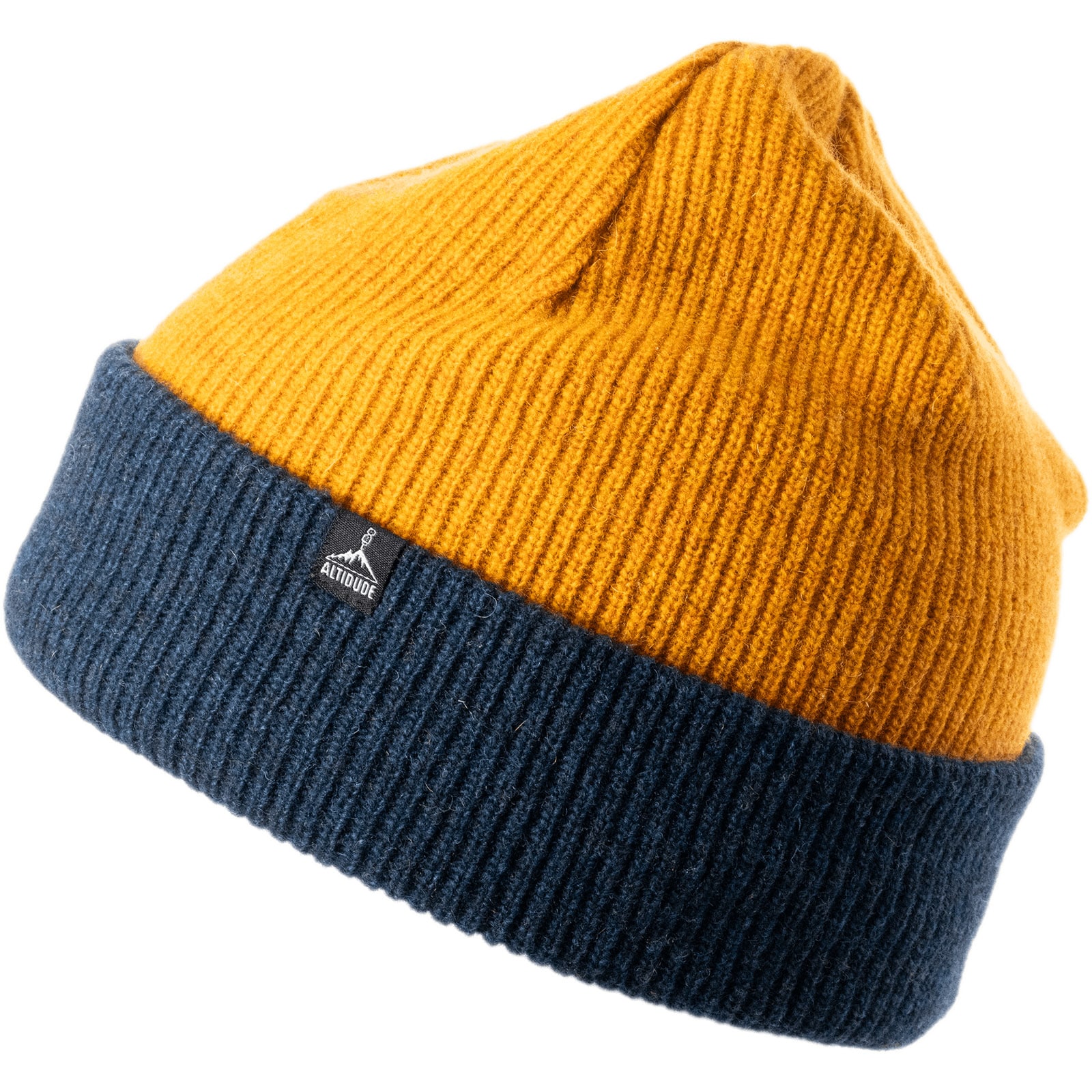 ALTIDUDE Winter Mütze Hermit Duo Rip Strickmütze Unisex Beanie Lamm Merino Wolle Farbe: Navy/Bordeuax