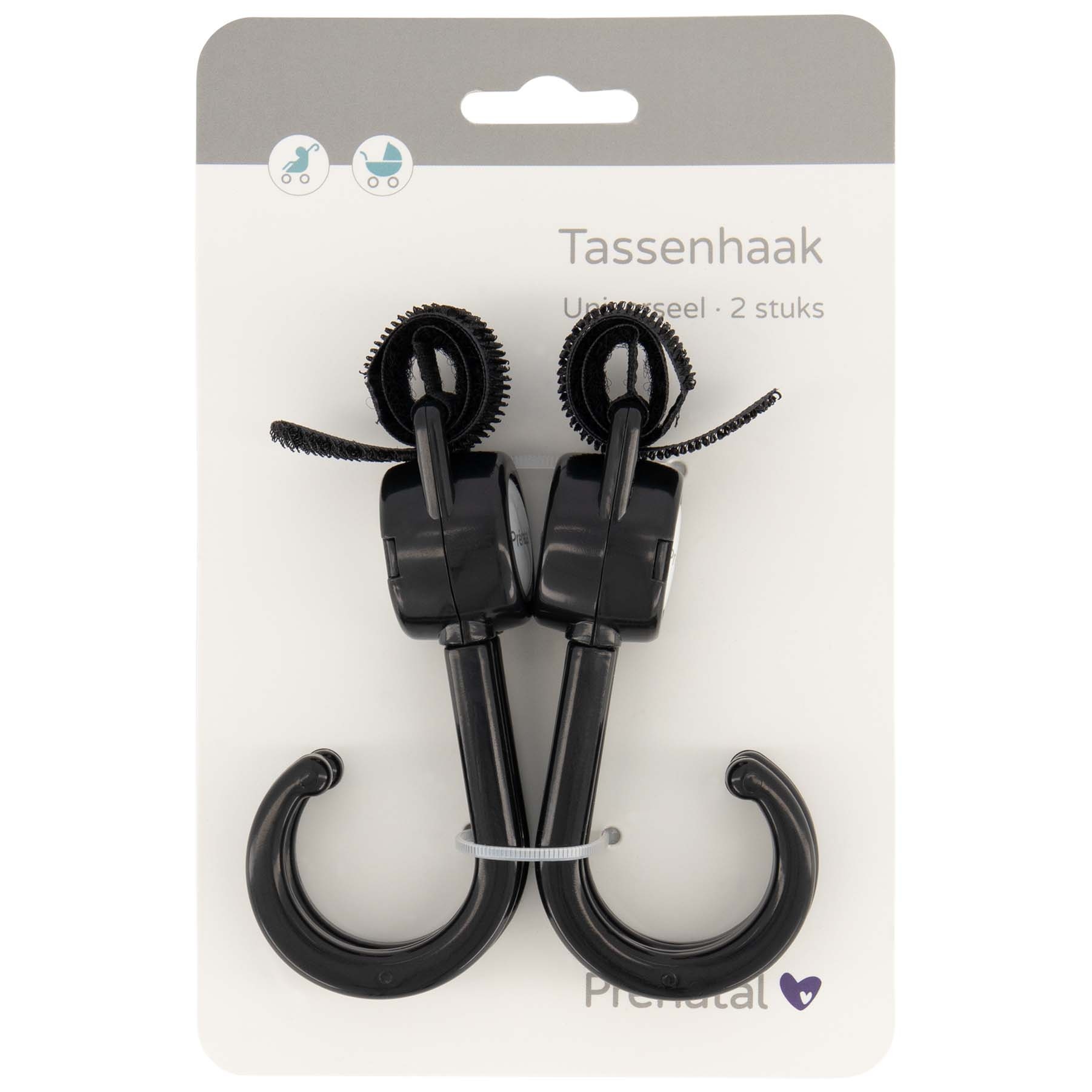 Prenatal tassenhaak 2 stuks buggy / kinderwagen universeel Black