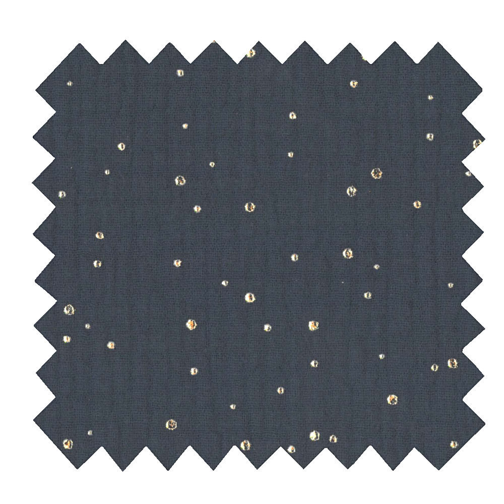Tissu Coton Au Mètre Gaze Pois Or Marine