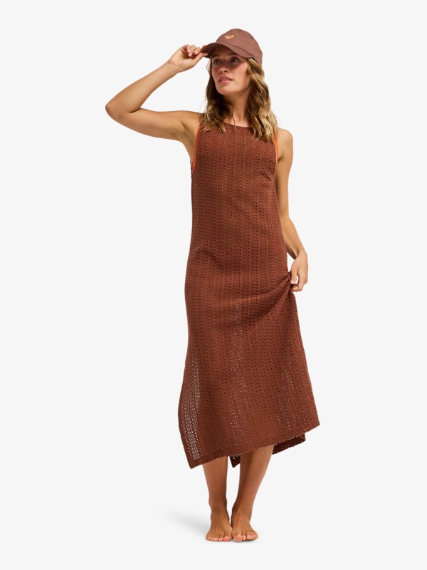 Playa Mood Robe de plage en crochet Marron Femme