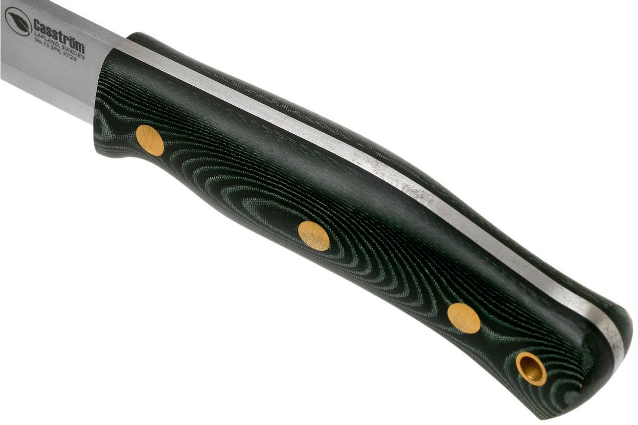 Casström No. 10 Swedish Forest Knife Green Micarta, K720 Scandi Grind 13123 met firesteel