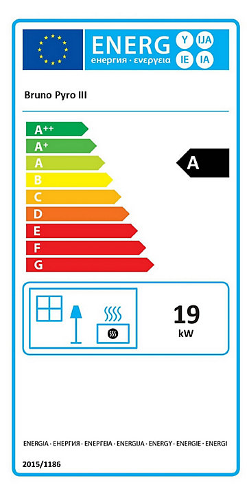 Poêle à bois en acier Bruno Pyro III noir en acier 19kW 190m²
