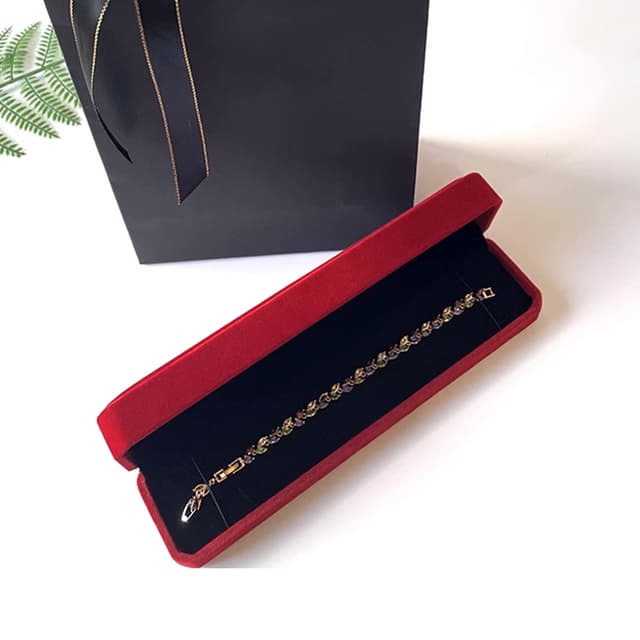 Smykkeskrin Smykkegaveæske til halskæder Armbånd Mørkerød