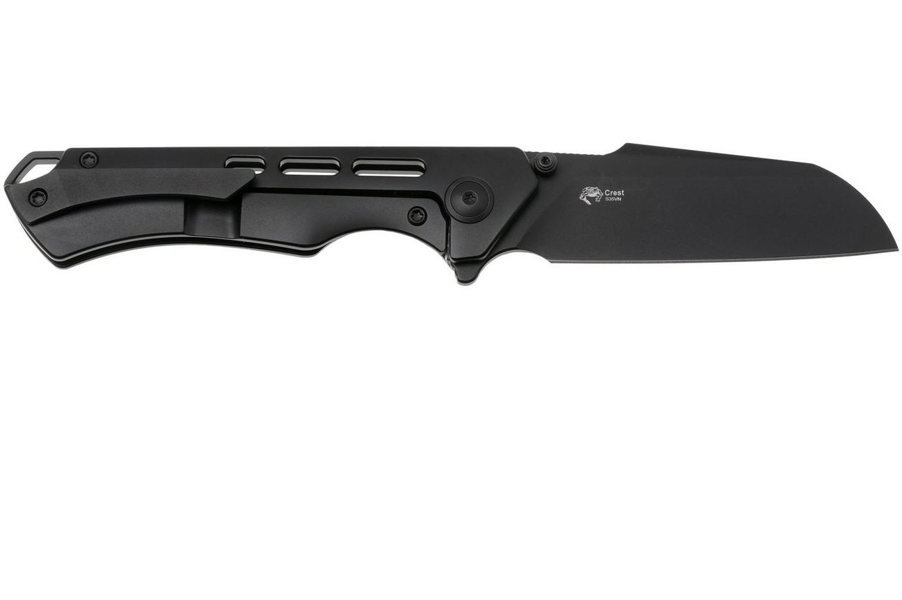 Kizer Crest Ki3714A2 Black PVD S35VN, Black Titanium zakmes, Gecko Customz Knifeworks design