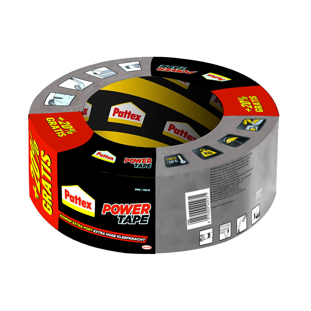 Pattex Power Tape Grijs +20% Gratis30 meter