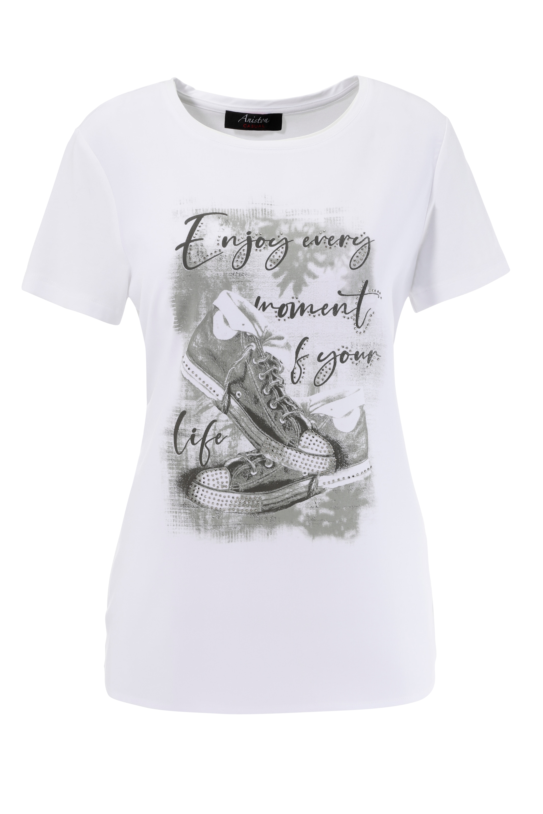 Aniston CASUAL Shirtbluse , mit Glitzersteinchen verzierter Frontdruck