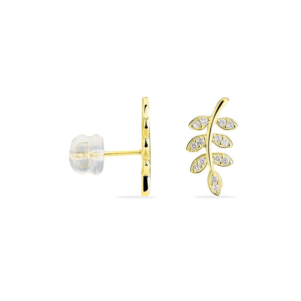 Boucles D'oreilles Puces Ael Or Jaune Oxyde De Zirconium
