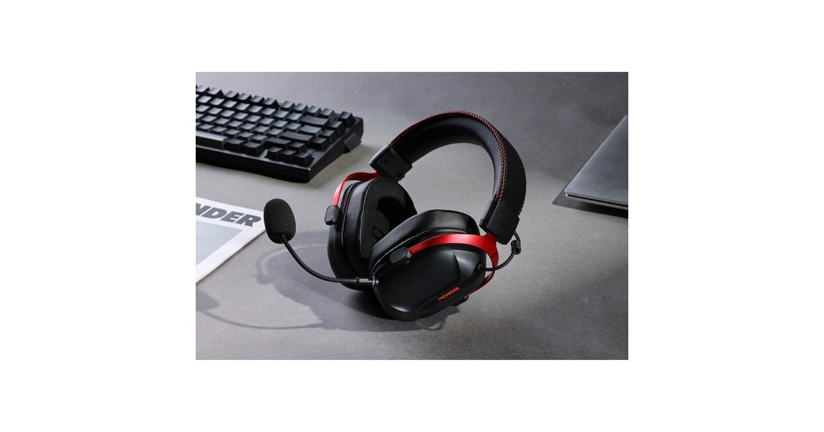 MCHOSES9 Pro Wireless  over-ear gaming headset  (Zwart/rood, PC / laptop / Playstation / Switch / Smartphone, 2.4G / Bluetooth / Wired / Type-C)