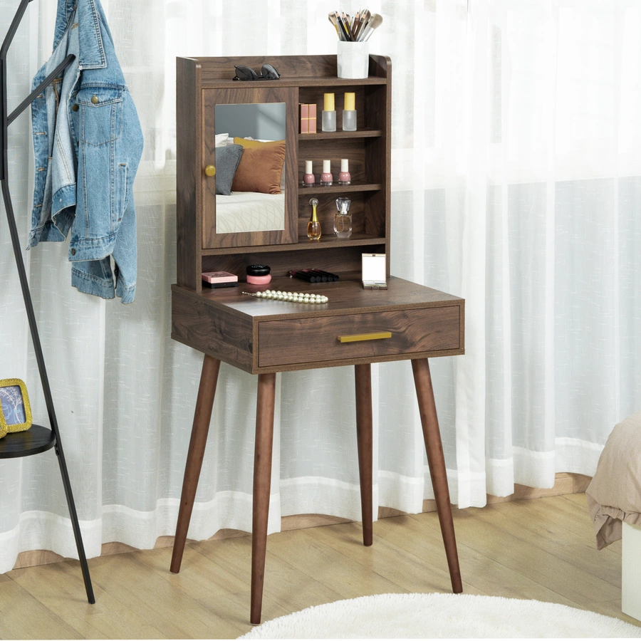 HOMCOM Schminktisch mit Schublade natur
