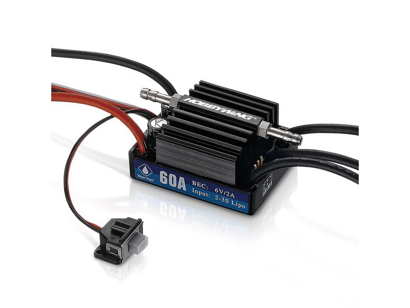 Hobbywing Brushless Regler Seaking V3, 60A, 2-3S Brushless ESC für Boote mit Wasserkühlung