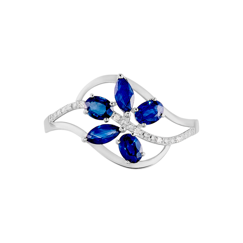 Bague Orchidee Or Blanc Saphir Diamant
