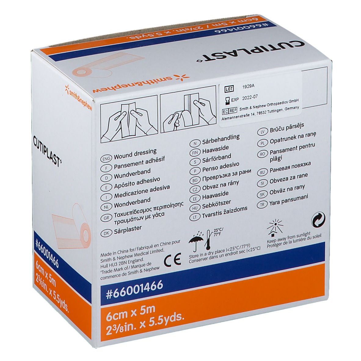 CUTIPLAST® Wundverband 5 m x 6 cm im Spender - unsteril