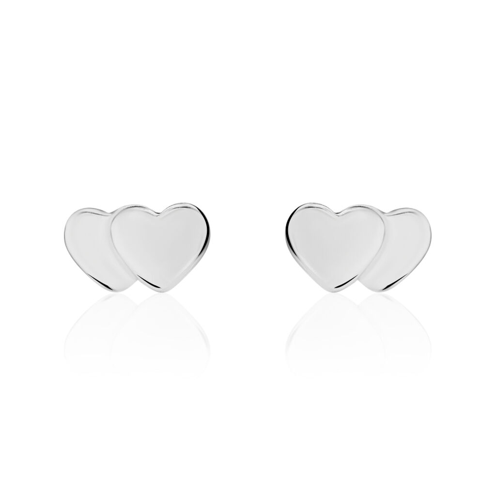 Boucles D'oreilles Puces Collinette Argent Blanc