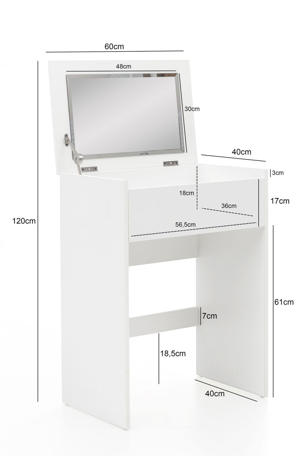 Schminktisch - weiß - mit Hocker und Spiegel - 81 cm breit