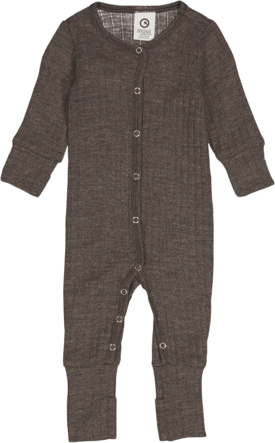 Müsli by Green Cotton Woolly rib bodysuit Walnut melange