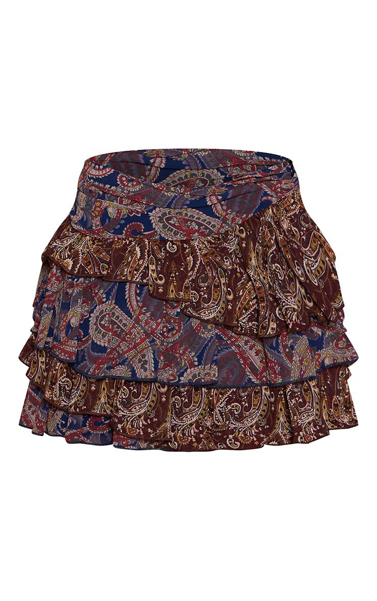 Multicolore Mini-jupe Rara En Mousseline À Imprimé Paisley