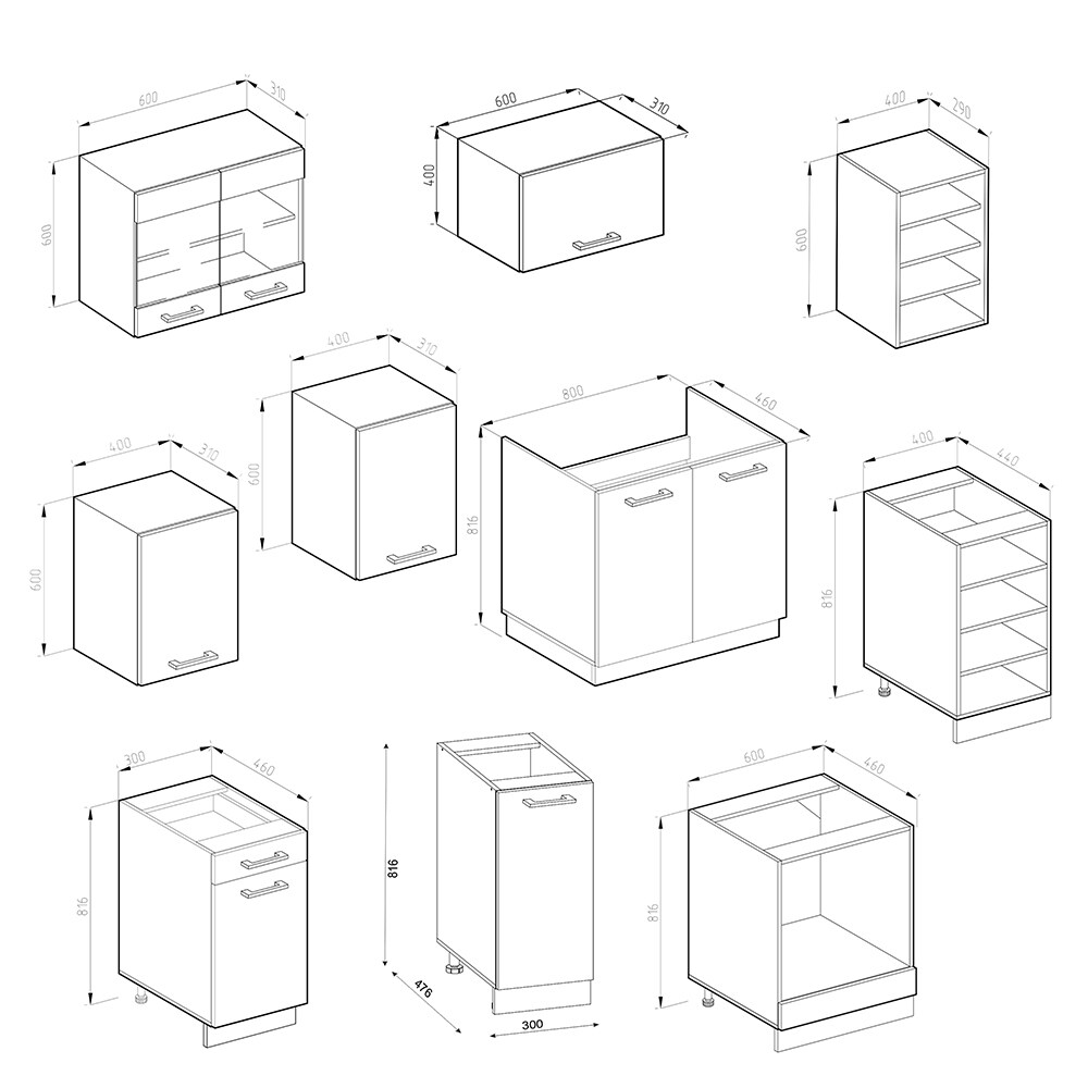 Vicco Küchenzeile Küchenblock Einbauküche R-Line 240 cm Weiß Sonoma Arbeitsplatte