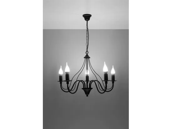 Sollux MINERWA Lustre à 5 bras multiples noir, E14