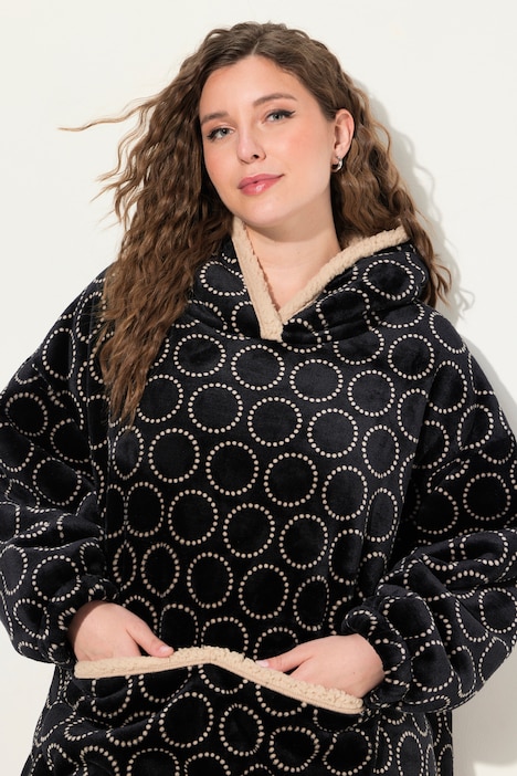 Loungewear-Poncho, Plüsch, Kapuze, Langarm, Tasche