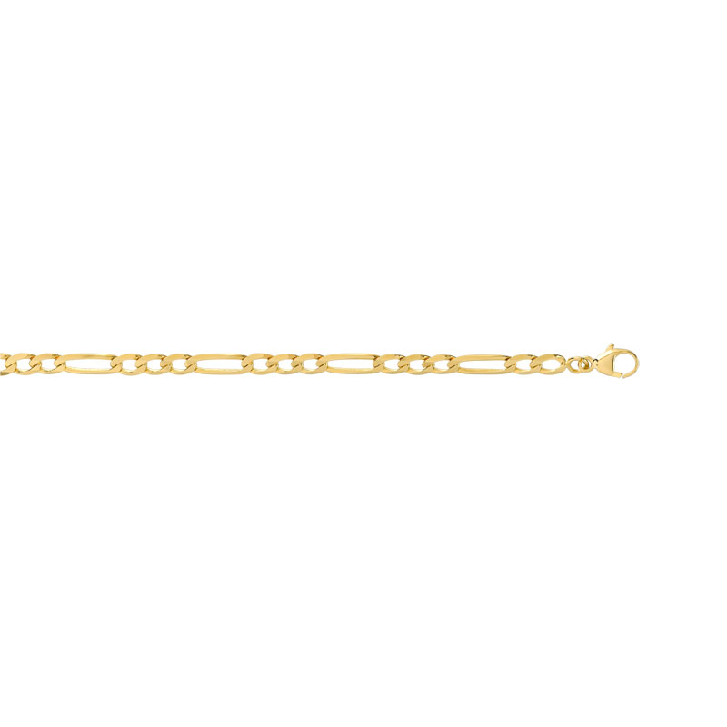 Chaine or 375 jaune maille cheval alternée 50 cm