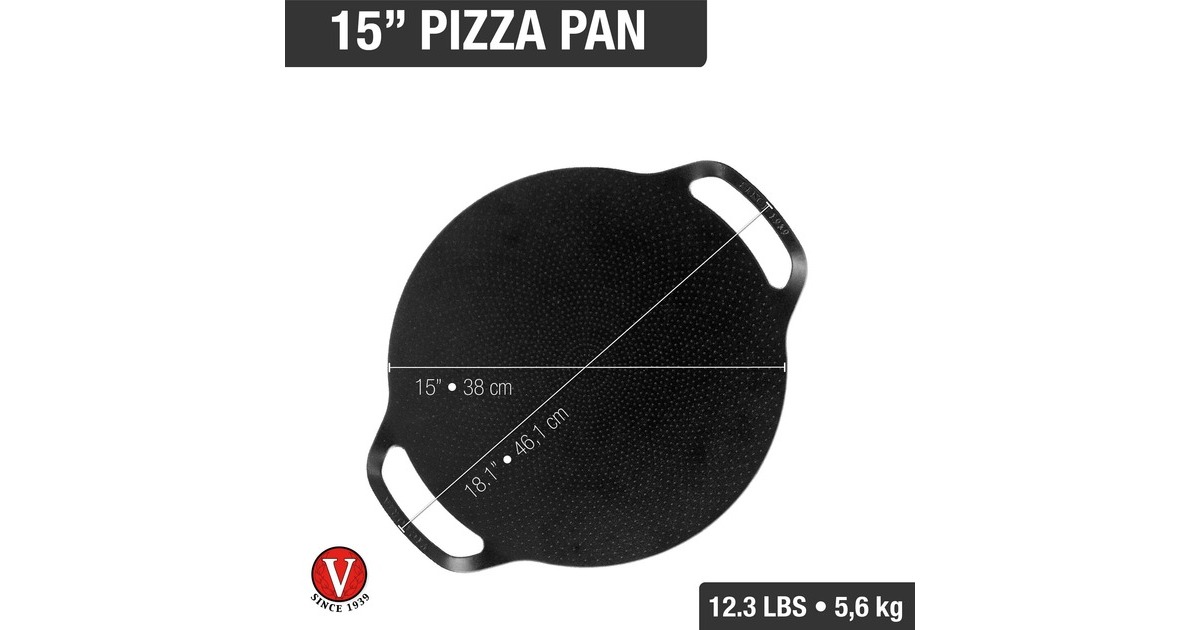 VictoriaPizzapan met twee handgrepen 38 cm, Seasoned bak-/braadpan  (Zwart, Color packaging)