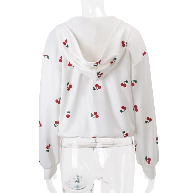 500 STUDIO - Oversized hoodie met kersenprint en rits